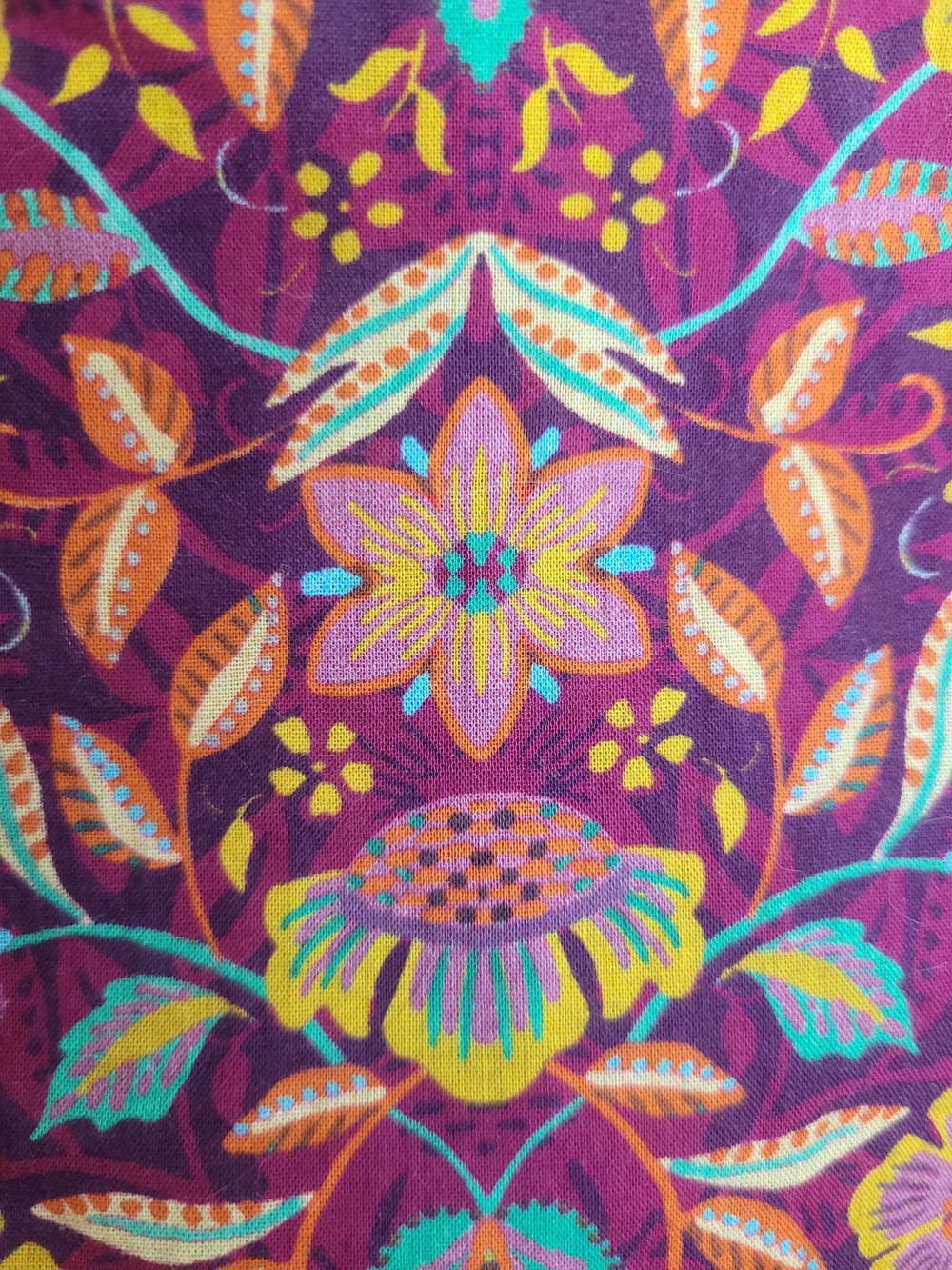 Sundance Floral Button-Front Shirt in Purple Yellow/orange and Teal - Picture 12 of 16